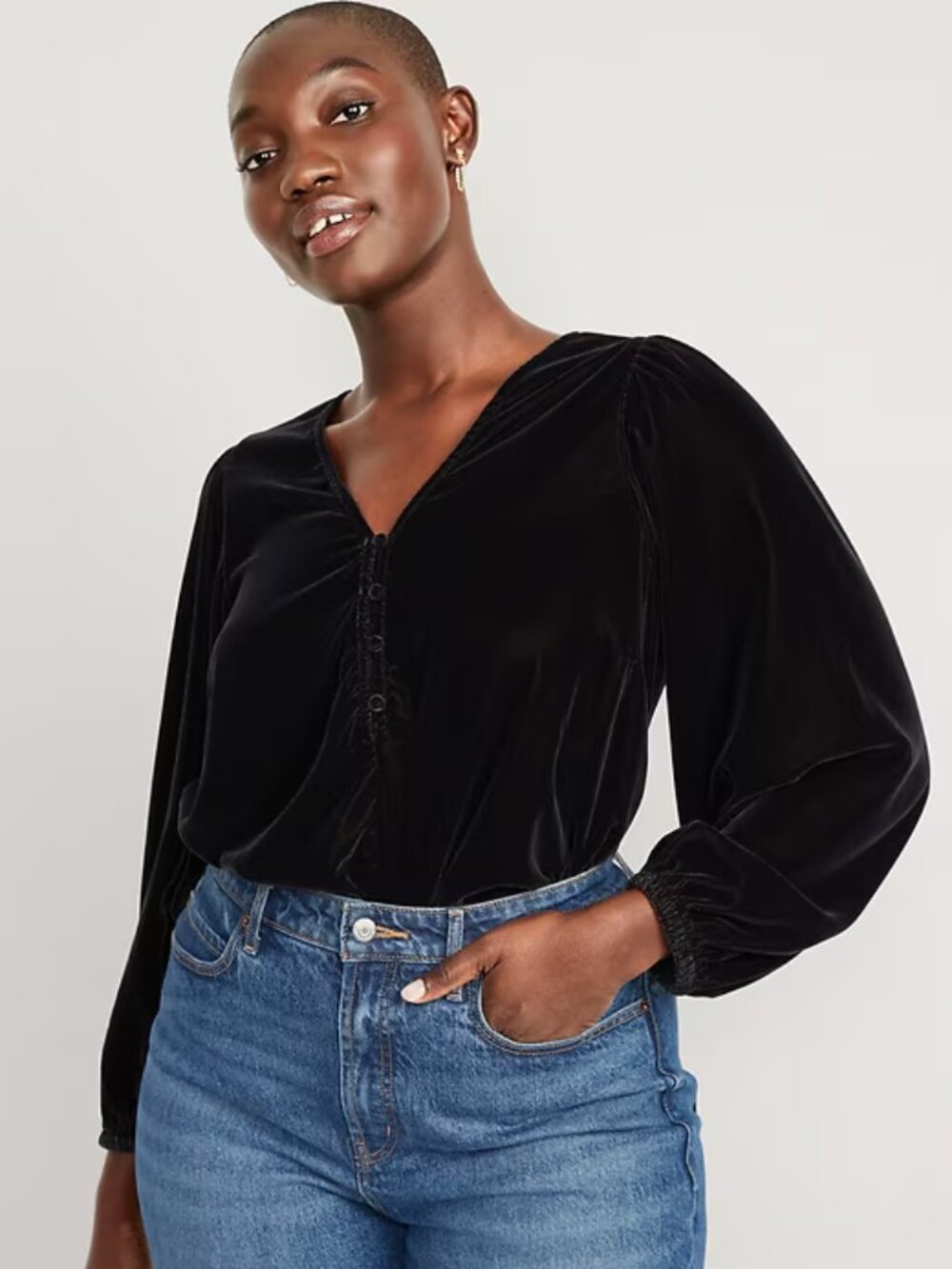 LIKE NEW! Old Navy Black Velvet Blouse
